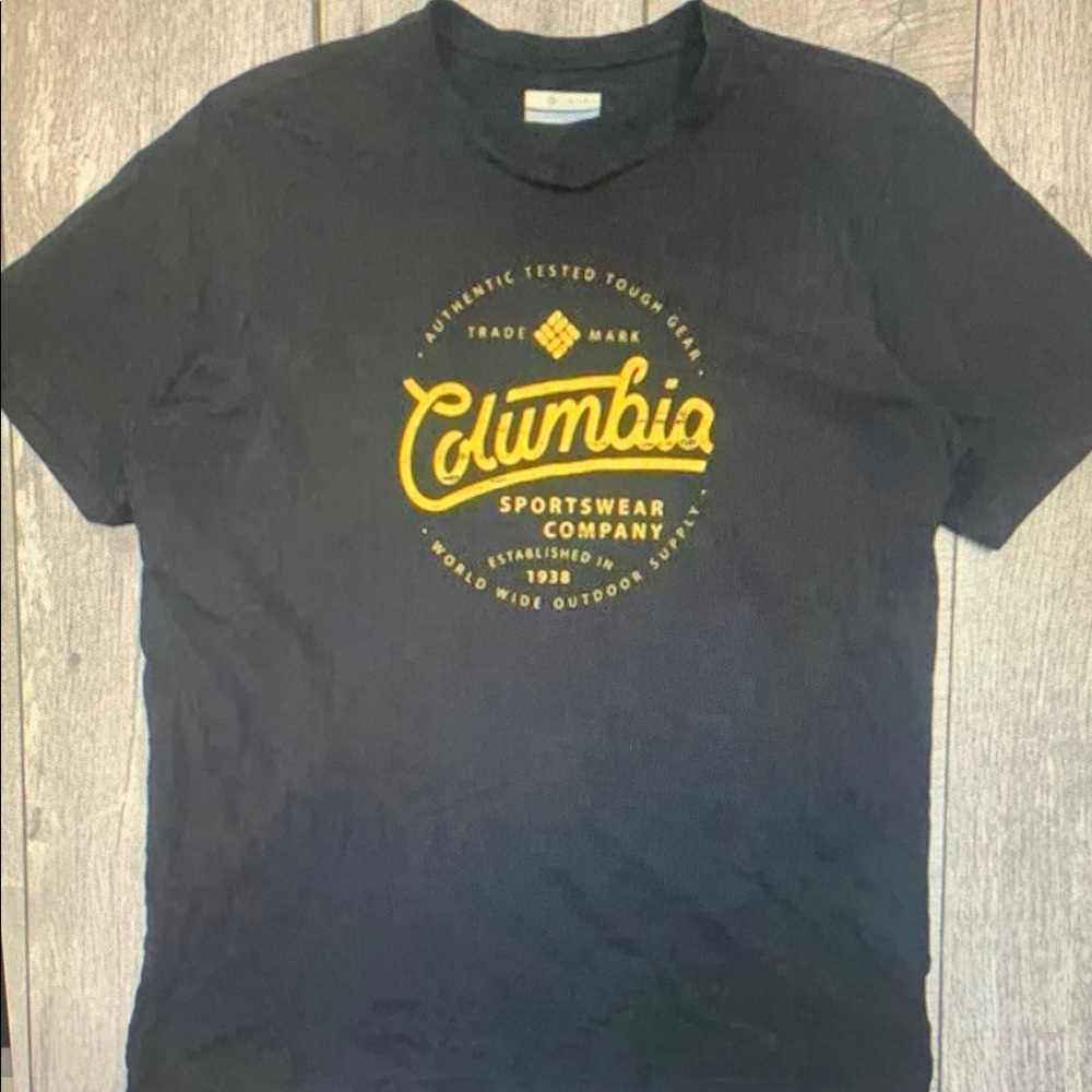 Columbia Men's Black T-Shirt with Yellow Logo